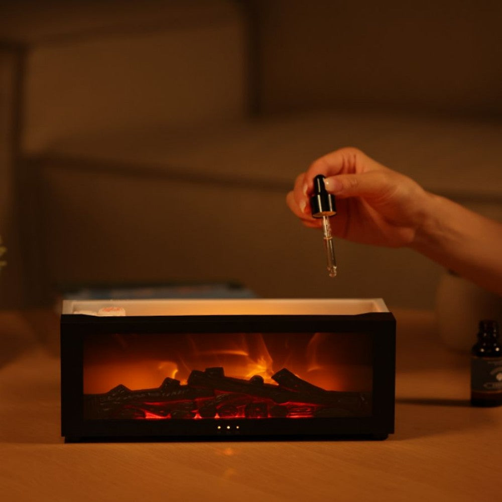 LED fireplace humidifier with aroma diffuser