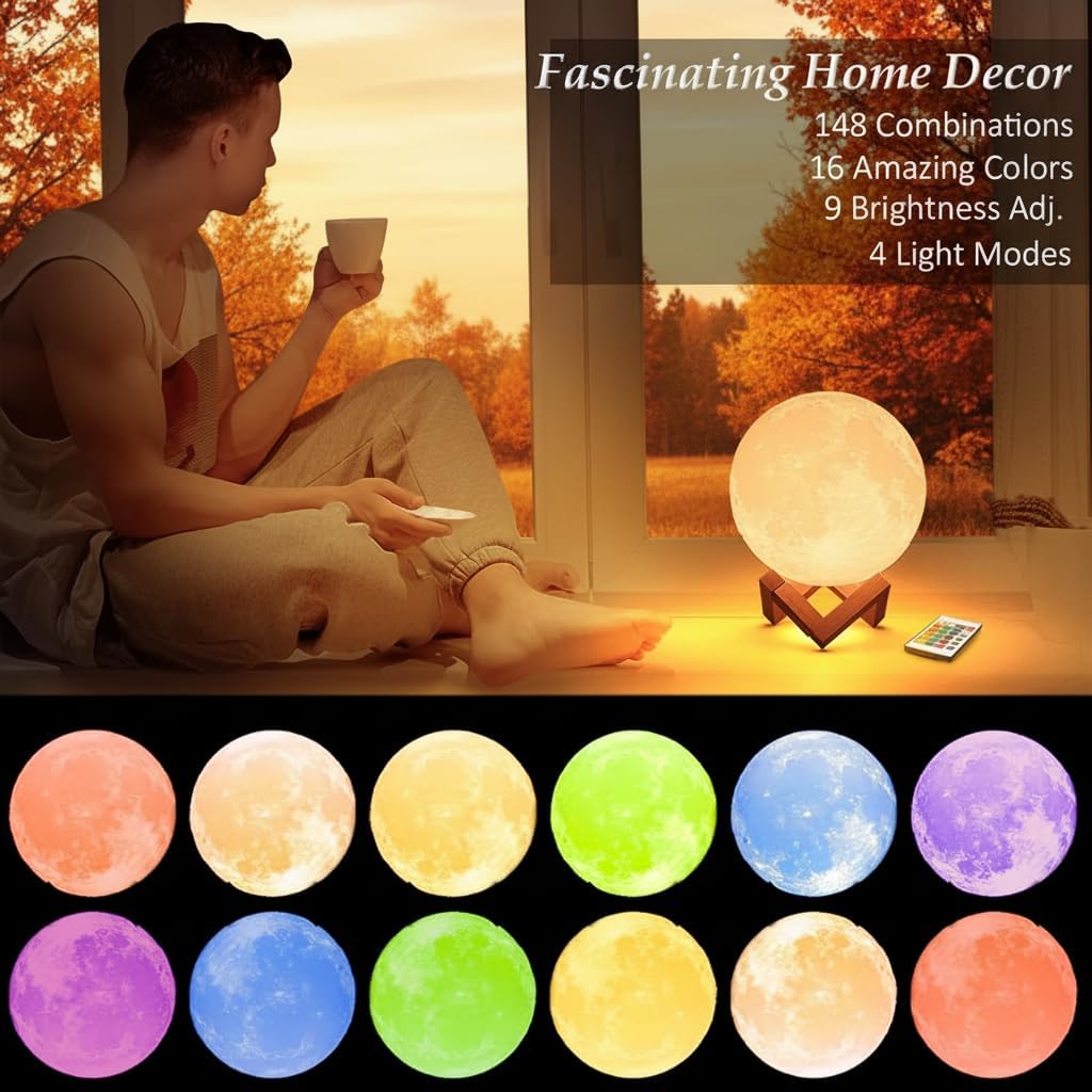 16-Color LED Moon Lamp