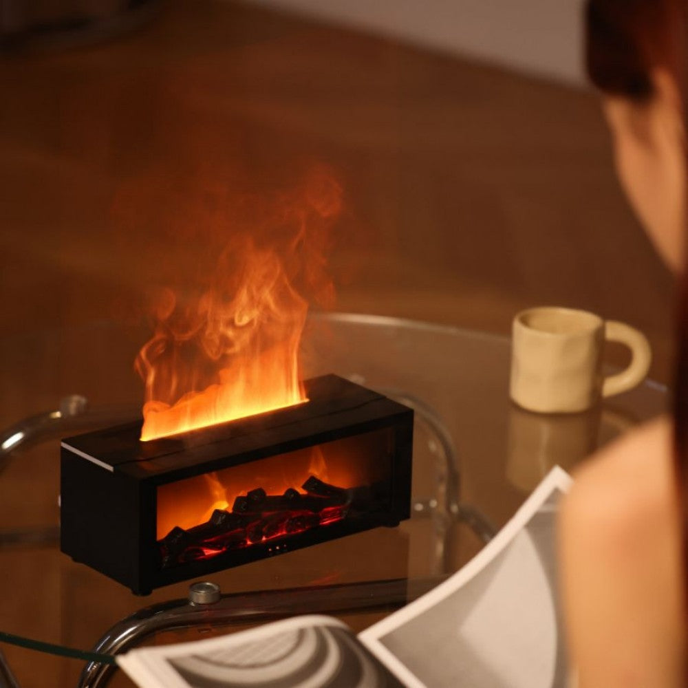 LED fireplace humidifier with aroma diffuser