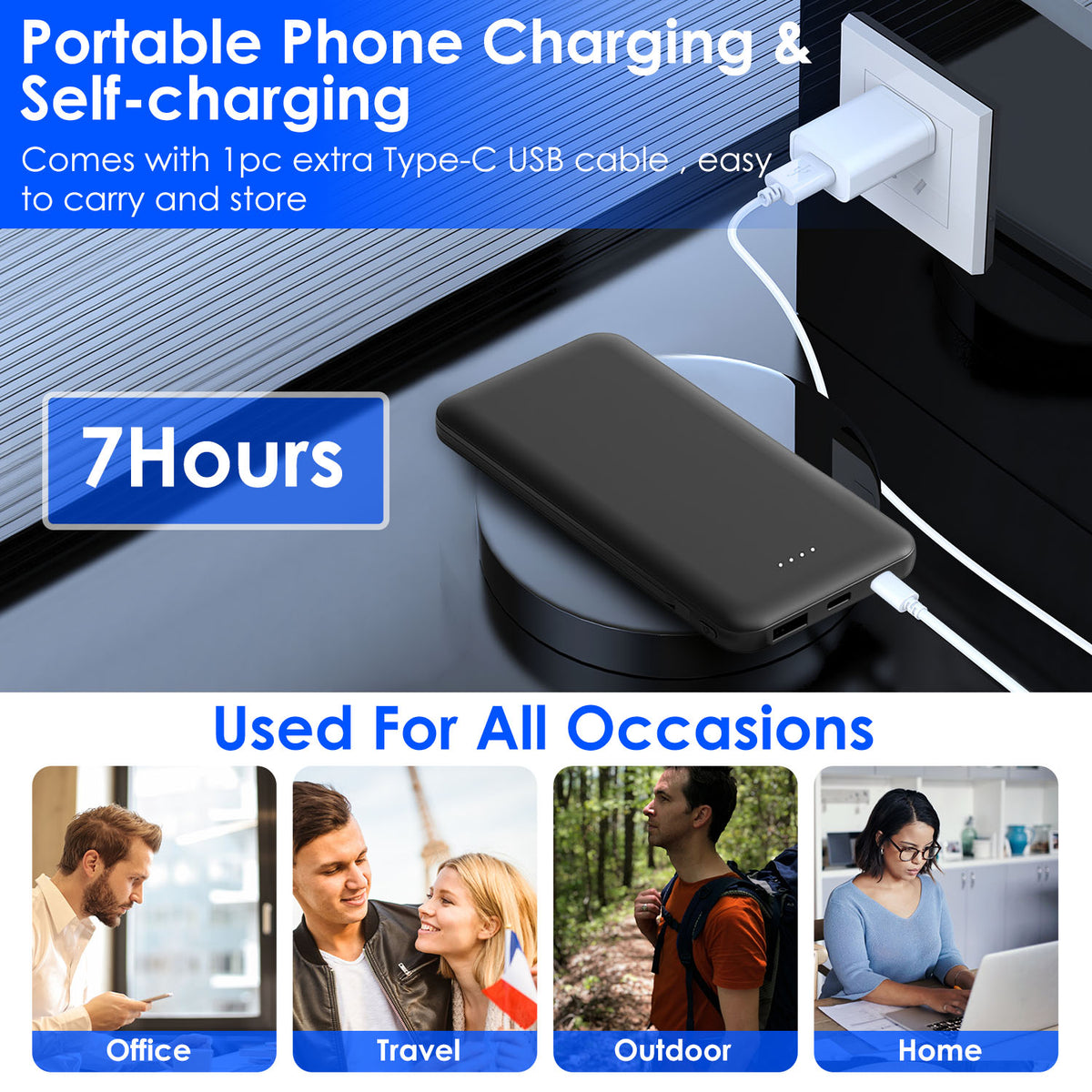 10000mAh Fast Charge Power Bank front view