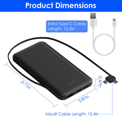10000mAh Fast Charge Power Bank front view