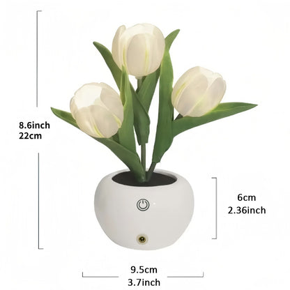 LED Flower Vase Lamp with Rose