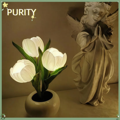 LED Flower Vase Lamp with Rose