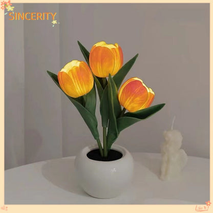 LED Flower Vase Lamp with Rose