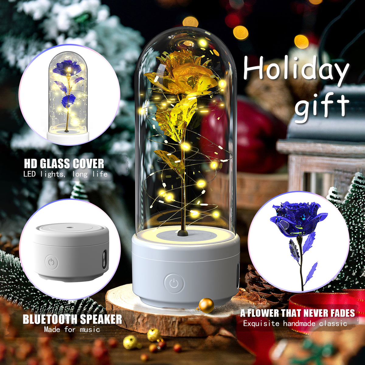 Bluetooth LED Rose Speaker Lamp