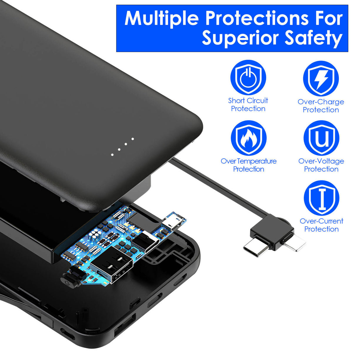 10000mAh Fast Charge Power Bank front view