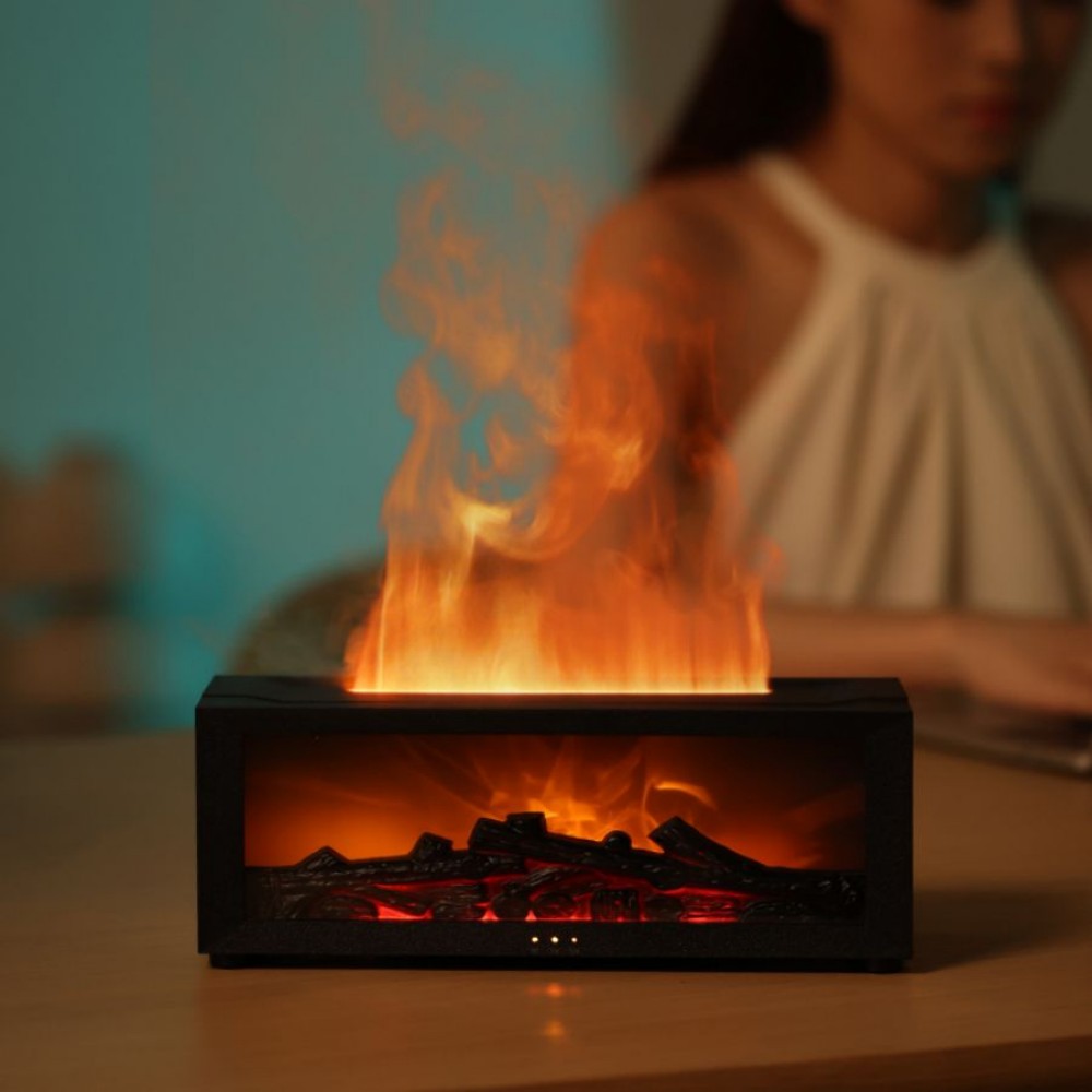 LED fireplace humidifier with aroma diffuser