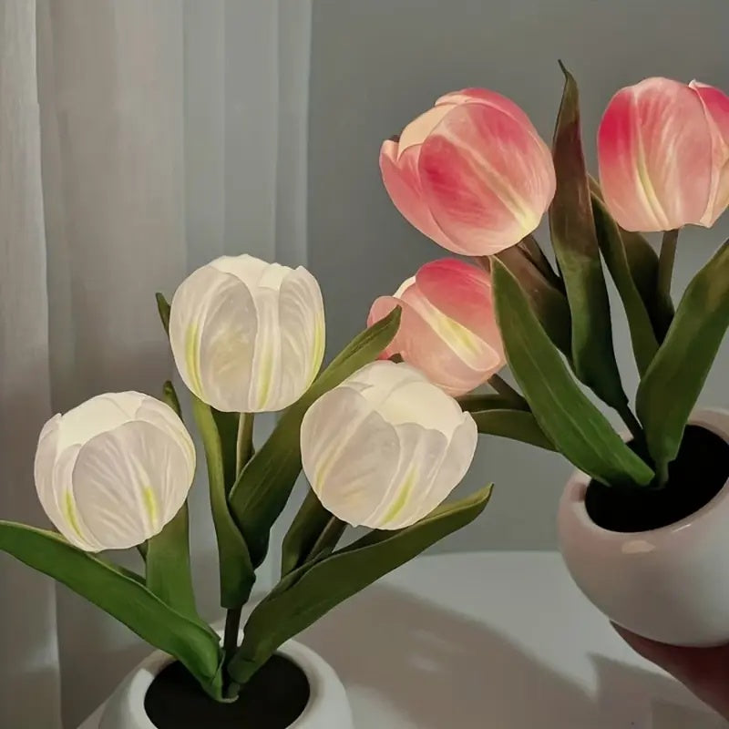 LED Flower Vase Lamp with Rose